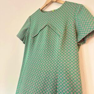 Authentic Vintage 1950s Green and Pink Geometric Dress